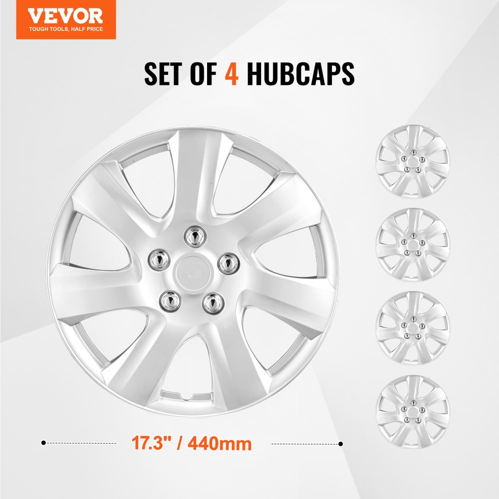 VEVOR Wheel Rim Cover Hubcaps, 16 in Diameter, Sturdy & Durable Scratch-Resistant Hubcap with Snap & Valve Nozzle Hole, ABS & PC Hubcap with High Rigidity & Less Wind Drag, Fits for All Weather Use