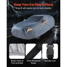 VEVOR Car Cover, Car Cover Waterproof for Dodge Challenger Full Size Sedan, Custom-fit All Weather Sun Rain Wind Dust Snow Protection Full Exterior Covers with Door Zipper and Cotton Lining, Silver