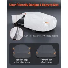 VEVOR Car Cover, Car Cover Waterproof for Toyota RAV4 Compact SUV, Custom-fit All Weather Sun Rain Wind Frost Dust Snow Protection Full Exterior Covers with Door Zipper and Cotton Lining, Silver
