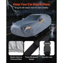 VEVOR Car Cover, Car Cover Waterproof for Toyota RAV4 Compact SUV, Custom-fit All Weather Sun Rain Wind Frost Dust Snow Protection Full Exterior Covers with Door Zipper and Cotton Lining, Silver