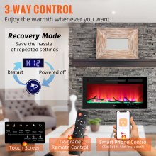 VEVOR Electric Fireplace, 36-inch Recessed and Wall Mounted, Fit for 2 x 4 and 2 x 6 Stud, Adjustable Flame Colors and Speed with Remote Control & Timer, 1500 W, Black