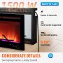 VEVOR Electric Fireplace, 42-inch Recessed and Wall Mounted, Fit for 2 x 4 and 2 x 6 Stud, Adjustable Flame Colors and Speed with Remote Control & Timer, 1500 W, Black