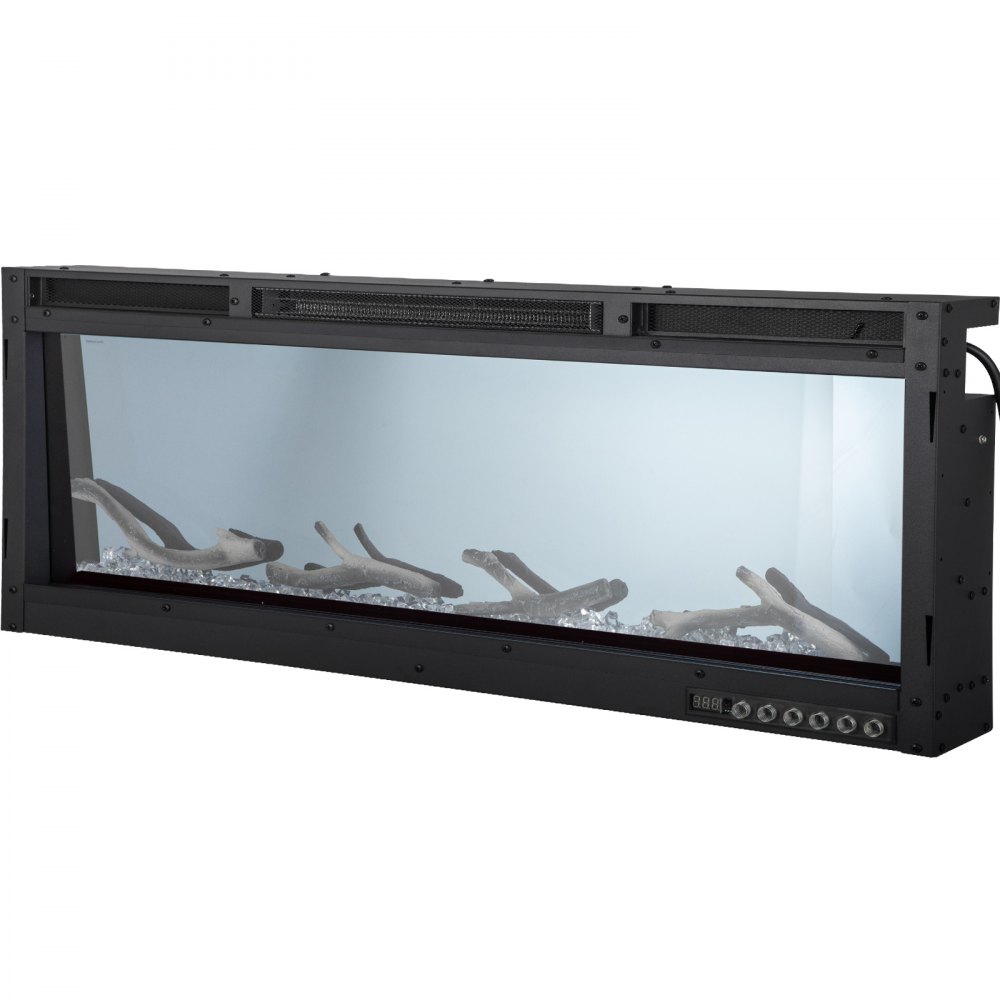 VEVOR Electric Fireplace, 50-inch Recessed and Wall Mounted, Fit for 2 x 4 and 2 x 6 Stud, Adjustable Flame Colors and Speed with Remote Control & Timer, 1500 W, Black