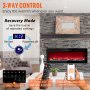 VEVOR Electric Fireplace, 50-inch Recessed and Wall Mounted, Fit for 2 x 4 and 2 x 6 Stud, Adjustable Flame Colors and Speed with Remote Control & Timer, 1500 W, Black