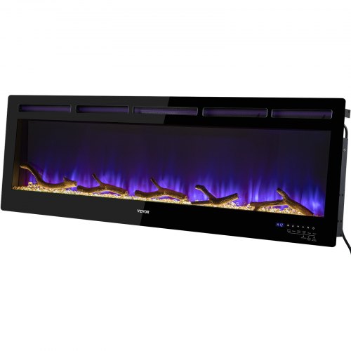 VEVOR Electric Fireplace Linear Fireplace 60'' Wall-mount/Recessed Voice Control