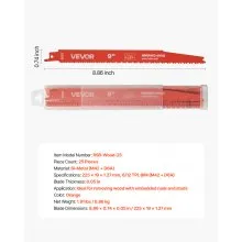 VEVOR Reciprocating Saw Blades, 25 Pack, 6/12 TPI Bi-Metal Reciprocating Saw Blade Set with Universal Shank, Sharp Teeth for Fast and Smooth Cuts, for Wood and Nail-Embedded Wood Demolition, Orange