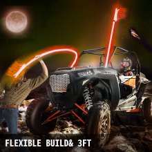 VEVOR 2 pièces 1,5 m LED fouet lumières pour UTV ATV 20 couleurs, 5 niveaux, 10 modes de flash, fouet tout-terrain pour Sand Dune Buggy UTV ATV Polaris accessoires RZR Jeep