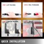 quick installation steps for VEVOR led whip lights: lift, pull, tighten, insert.