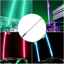 VEVOR 2 luces LED de 3 pies, látigos iluminados de color RGB para UTV ATV, 20 colores, 5 niveles, 23 modos, 10 opciones de velocidad, resistente a la intemperie, control remoto inalámbrico RF para UTV ATV Polaris Accesorios RZR