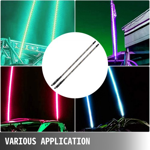 VEVOR 2PC 5FT 360°Spiral LED Whip Lights RGB Color Lighted Whips Dancing/Chasing Light Antenna LED Whips Weatherproof, RF Wireless Remote for Sand Dune UTV ATV RZR Off-Road Trucks Jeep 4X4