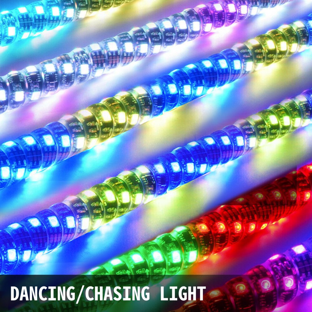 VEVOR 2PC 5FT 360°Espiral LED Whip Lights RGB Color Iluminado Whips Bailando/Persiguiendo Antena de luz LED Whips Resistente a la intemperie, RF remoto inalámbrico para Sand Dune UTV ATV RZR Off-Road Trucks Jeep 4X4