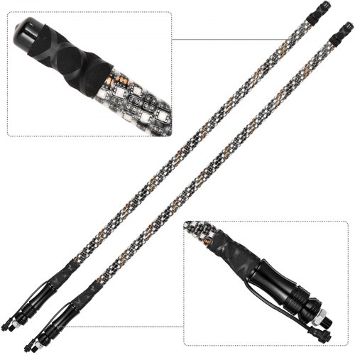 VEVOR 2PC 6FT 360°Espiral LED Whip Lights RGB Color Lighted Whips para UTV ATV 21 modos, 20 colores, 5 niveles, resistente a la intemperie, Off-Road Whip RF inalámbrico remoto para UTV ATV Polaris Accesorios RZR