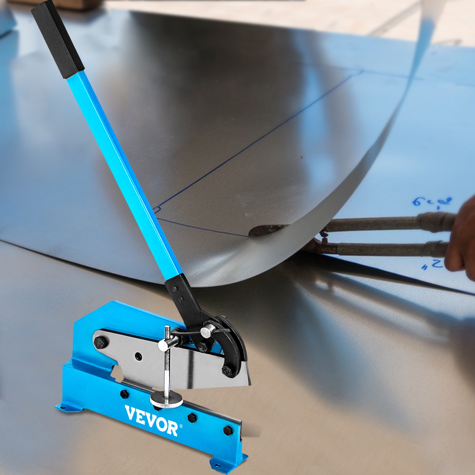 VEVOR Hand Plate Shear 12", Manual Metal Cutter Cutting Thickness1/4 Inch Max, Metal Steel Frame Snip Machine Benchtop 1/2 Inch Rod, for Shear Carbon Steel Plates and Bars