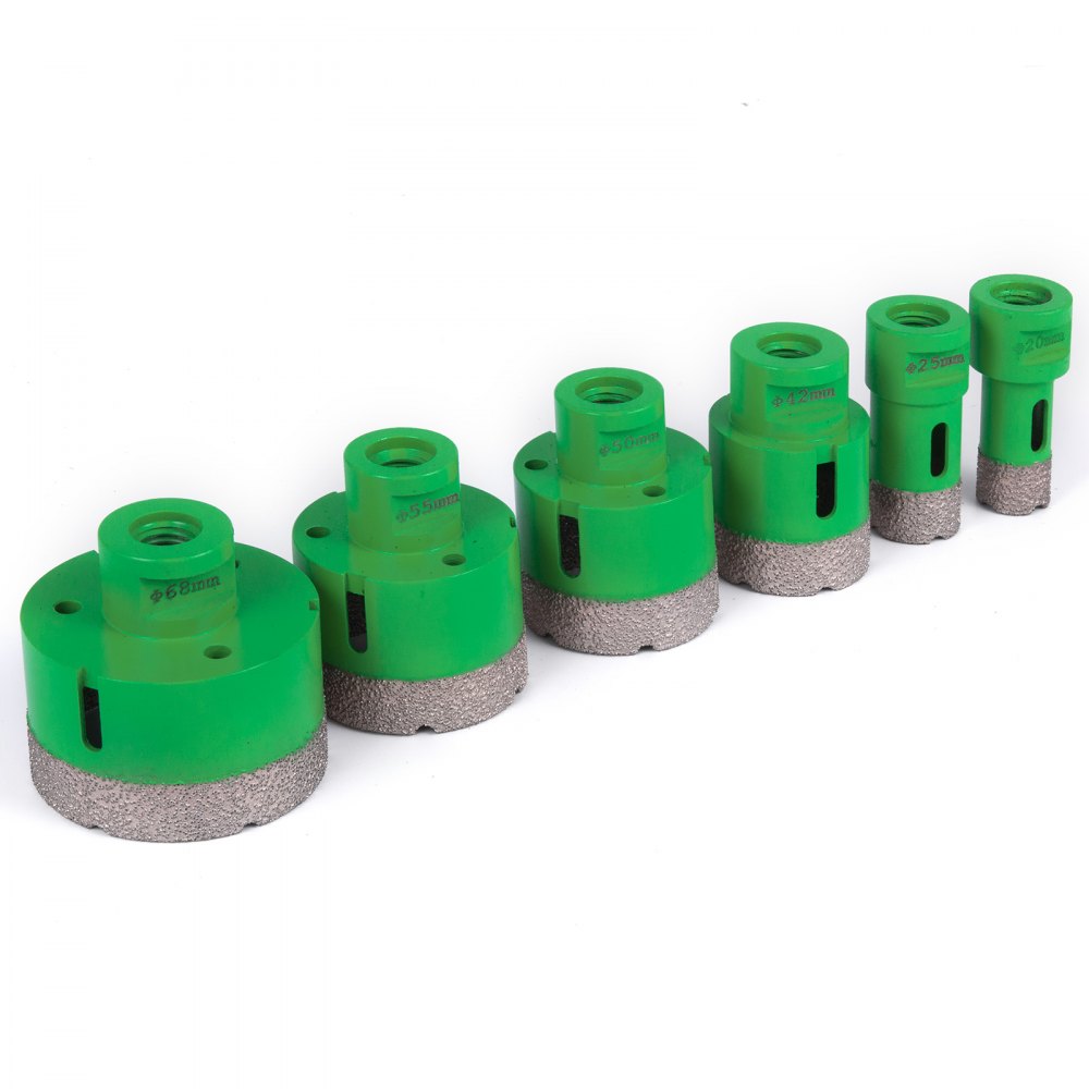 6 PCS Diamond Hole Saw Set Drill Core Bits M14 20/25/42/50/55/68 mm
