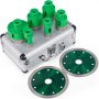 VEVOR 6 Pcs Diamond Hole Saw Set Drill Core Bits M14 Thread 20/25/40/45/50/68 MM(0.79/1/1.6/1.77/2/2.7 Inch) With 2 Saw Blades