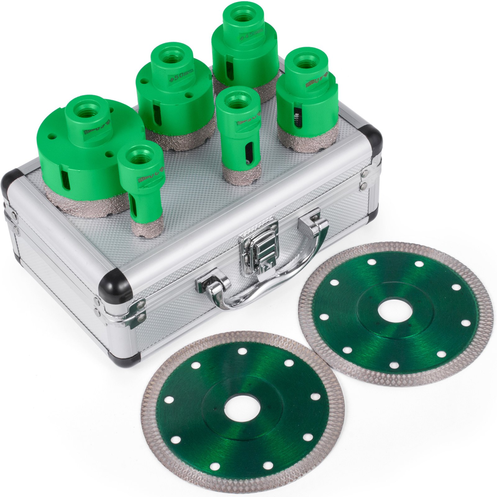 VEVOR 6 Pcs Diamond Hole Saw Set Drill Core Bits M14 Thread 20/25/40/45/50/68 MM(0.79/1/1.6/1.77/2/2.7 Inch) With 2 Saw Blades