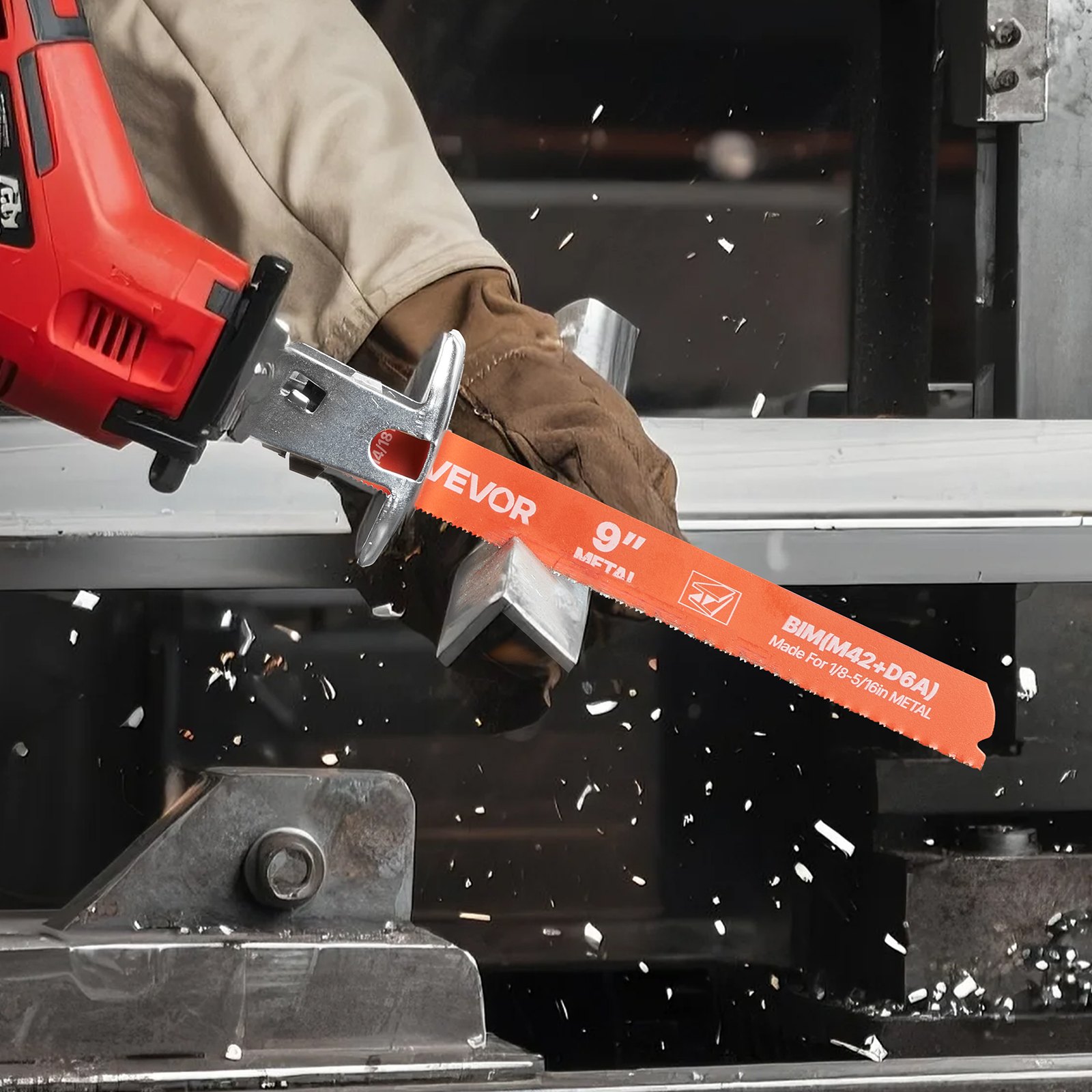 VEVOR Reciprocating Saw Blades, 25 Pack, 14/18 TPI Bi-Metal Reciprocating Saw Blade Set with Universal Shank, Sharp Teeth for Fast and Smooth Cuts, for Cutting 1/8-5/16 inch Medium Metals, Orange