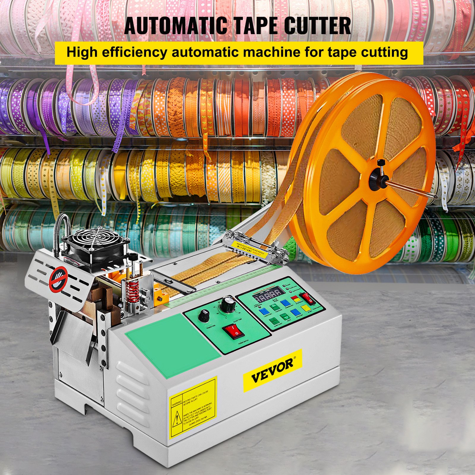 VEVOR Automatic Hot and Cold Tape Cutting Machine 440W 350°C Zipper Braided Tape Ribbon Cutter 100mm Metal Strip Precise Digital Belt Cutter for Nylon Plastic