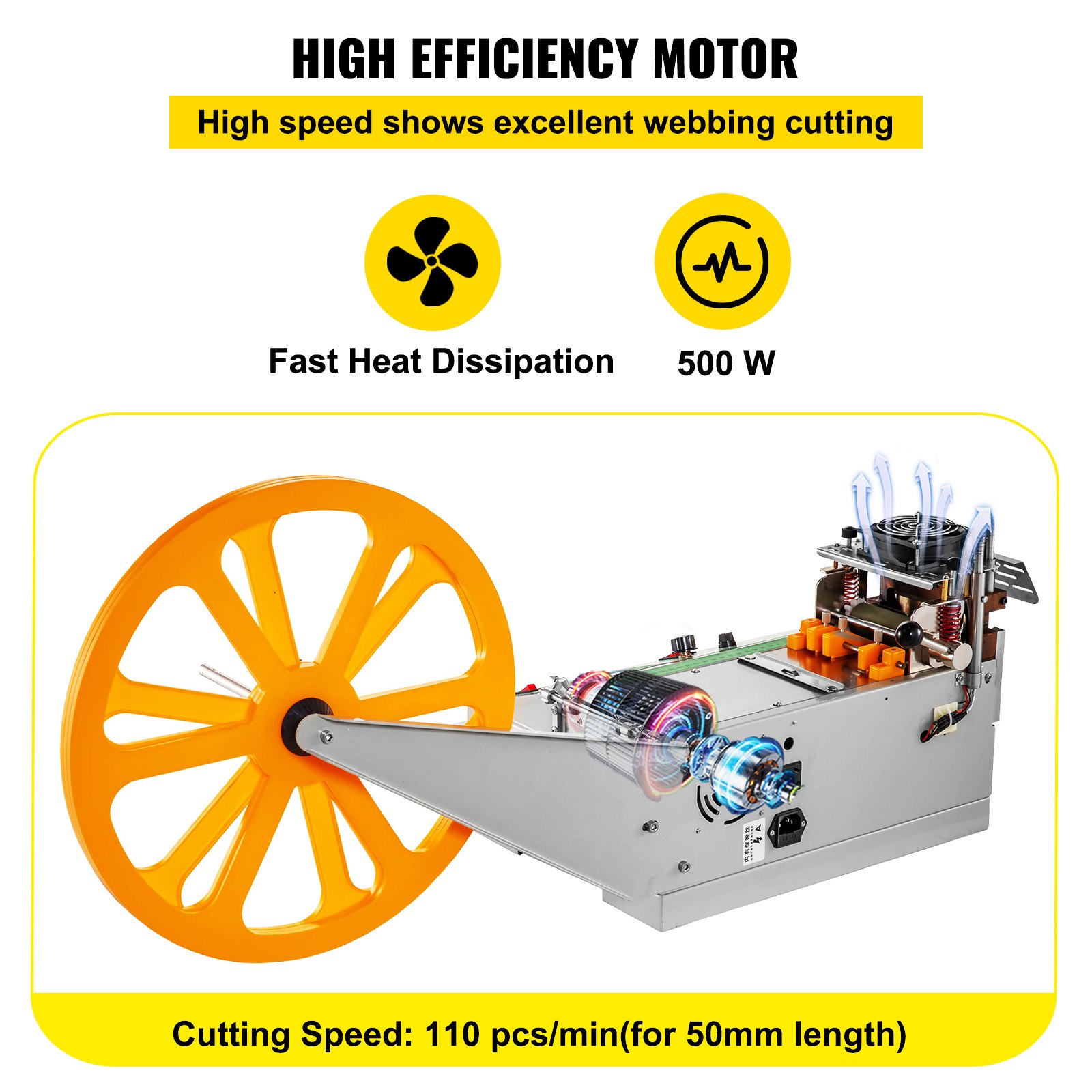 Automatic Hot and Cold Tape Cutting Machine 100mm/3.9in Cutting Width Digital Belt Cutter for Nylon Webbing Ribbon Velcro Zipper Elastic Belt