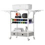 VEVOR - Carrito con ruedas para manualidades y mesa de almacenamiento, compatible con máquinas Cricut, mesa Cricut plegable con laterales plegables, organizador de almacenamiento con ruedas para manualidades con 14 soportes para rollos de vinilo y 2 cajones