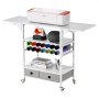 VEVOR - Carrito con ruedas para manualidades y mesa de almacenamiento, compatible con máquinas Cricut, mesa Cricut plegable con laterales plegables, organizador de almacenamiento con ruedas para manualidades con 14 soportes para rollos de vinilo y 2 cajones