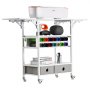 VEVOR - Carrito con ruedas para manualidades y mesa de almacenamiento, compatible con máquinas Cricut, mesa Cricut plegable con laterales plegables, organizador de almacenamiento con ruedas para manualidades con 14 soportes para rollos de vinilo y 2 cajones