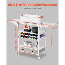 Rolling Craft Cart and Storage Table 14 Vinyl Roll Holders 2 Drawers Foldable