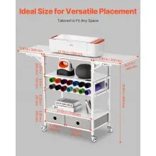 Rolling Craft Cart and Storage Table 14 Vinyl Roll Holders 2 Drawers Foldable