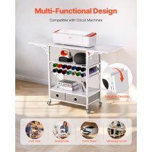 Rolling Craft Cart and Storage Table 14 Vinyl Roll Holders 2 Drawers Foldable