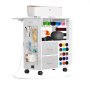 VEVOR Rolling Craft Cart and Storage Table, Compatible with Cricut Machines, Crafting Table Organization Workstation with 2 USB Ports and Outlets, 15 Vinyl Roll Holders and 2 Drawers, for Craft Room