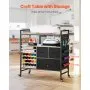 VEVOR Rolling Craft Cart and Storage Table, Compatible with Cricut Machines, Crafting Table Organization Workstation, Craft Rolling Storage Organizer with 20 Vinyl Roll Holders and 3 Drawers, Black