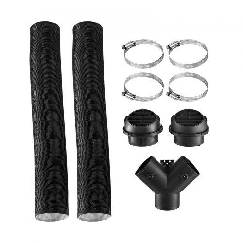 VEVOR Diesel Heater Pipe Duct Vent Kit, 75mm Heater Pipe Warm Air Outlet Vent Set with Y-Shaped Connector & Air Duct Clamps, Parking Heaters Air Ducts Vent Kit for 2KW 5KW 8KW Diesel Heaters, Black