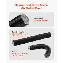VEVOR Diesel Heater Pipe Duct Vent Kit 3-inch Parking Heaters Air Ducts Vent Kit