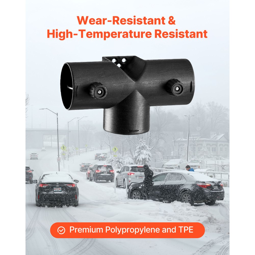 VEVOR Diesel Heater Connector, 2.32 inch Diesel Heater Duct Connector Accessories, T-shape 3 Way Air Vent Connectors with 2 90° Rotatable Valves, Black Joint Connectors for 2KW Diesels Heaters