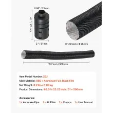 VEVOR Diesel Heater Intake Pipe Kit 0.98 inch Cold Air Intake Kit for 2KW5KW8KW