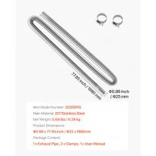 VEVOR Exhaust Hose 77.95 inch Diesel Heater Flexible Exhaust Pipe with 2 Clamps