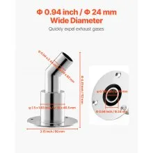 VEVOR Thru Hull Exhaust Skin Fitting 0.94 inch Elbow Thru Hull Exhaust Skin Part