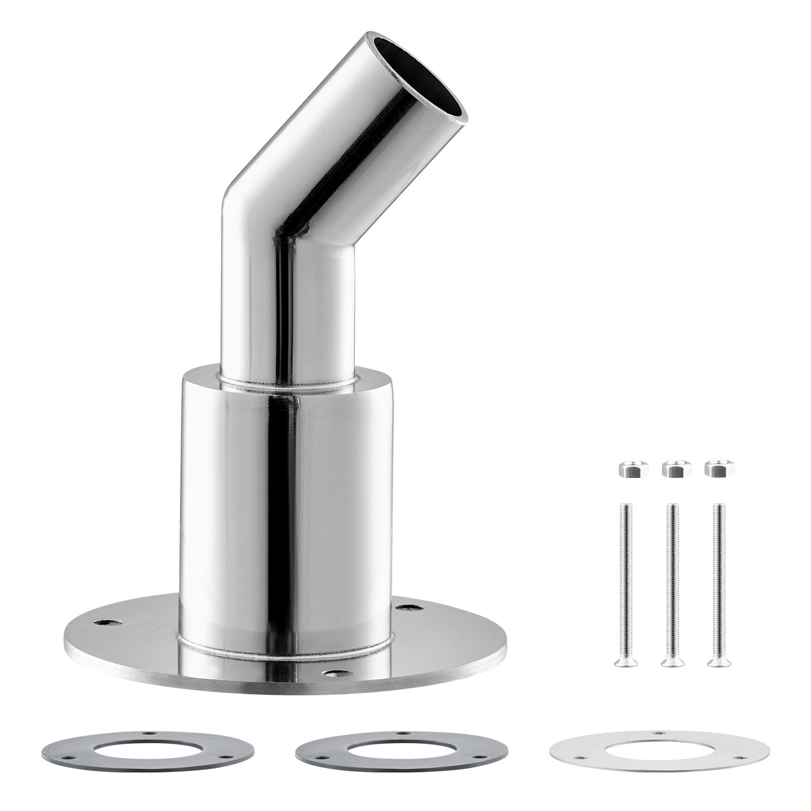 VEVOR Thru Hull Exhaust Skin Fitting, 24mm Diesel Heater Exhaust Skin Fitting, Elbow Hull Exhausts Pipe Socket Replacement with Screw, Nuts & Gasket for 2KW 5KW 8KW Diesel Heaters, 316 Stainless Steel