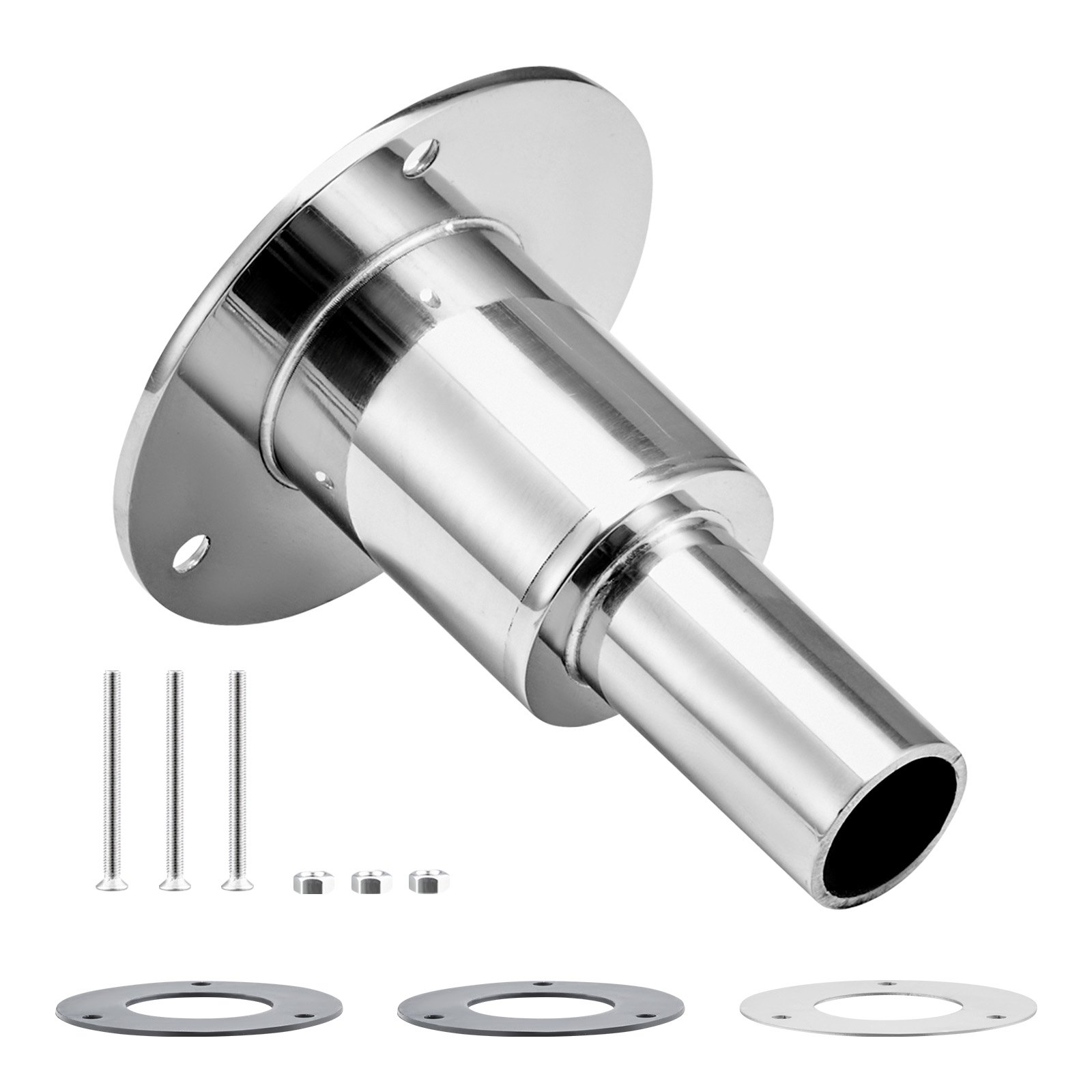 VEVOR Thru Hull Exhaust Skin Fitting, 0.94 inch Diesel Heater Exhaust Skin Fitting, Straight Thru Hull Exhausts Skins Fits Kit with Screws, Nuts & Gasket for Diesel Heaters, 316 Stainless Steel