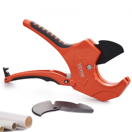 VEVOR PVC Pipe Cutter Ratcheting PVC Pipe Cutter 0-2-1/2" O.D. & Spare SK5 Blade