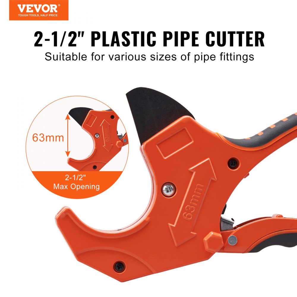 VEVOR PVC Pipe Cutter, 0-2-1/2 O.D. Ratcheting PVC Pipe Cutter