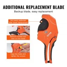 VEVOR PVC Pipe Cutter, 0-2-1/2" O.D. Ratcheting PVC Pipe Cutter, Heavy Duty Tube Cutting Tool with Spare SK5 Blade for PVC, CPVC, PP-R, PEX, PE, Rubber Hoses