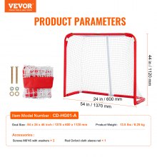 VEVOR Youth Street Hockey Net Indoor Outdoor Steel Hockey Goal for Kids 54"x44"