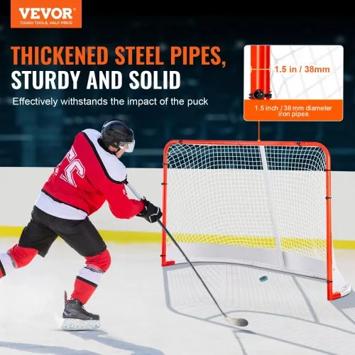 BOOSTEADY 2 Mini Buts De Hockey – Cadre En Fer Costaud, Filet Nylon Résistant, 4 Palets Inclus – Parfait Pour Améliorer Ta Précision !