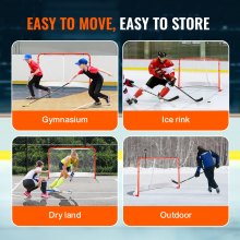 VEVOR Street Hockey Net Indoor Outdoor Steel Hockey Goal Set 72"x48"