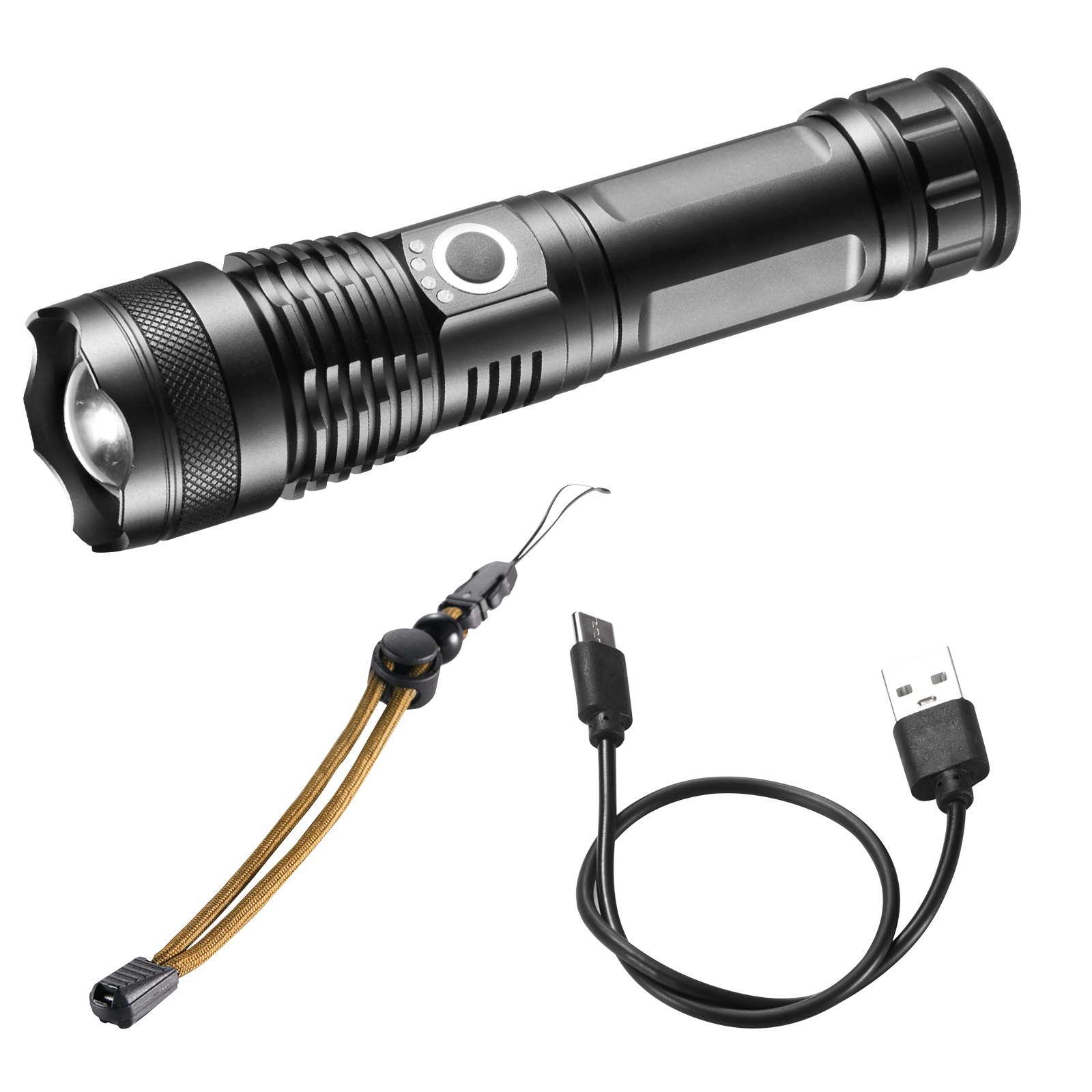 VEVOR 10000 Lumen High Lumens Flashlight, 5 Lighting Modes Rechargeable, IPX4 LED Waterproof Flashlight, Powerful aluminum alloy Handheld Flashlight for Camping Hiking Biking Fishing Night Running