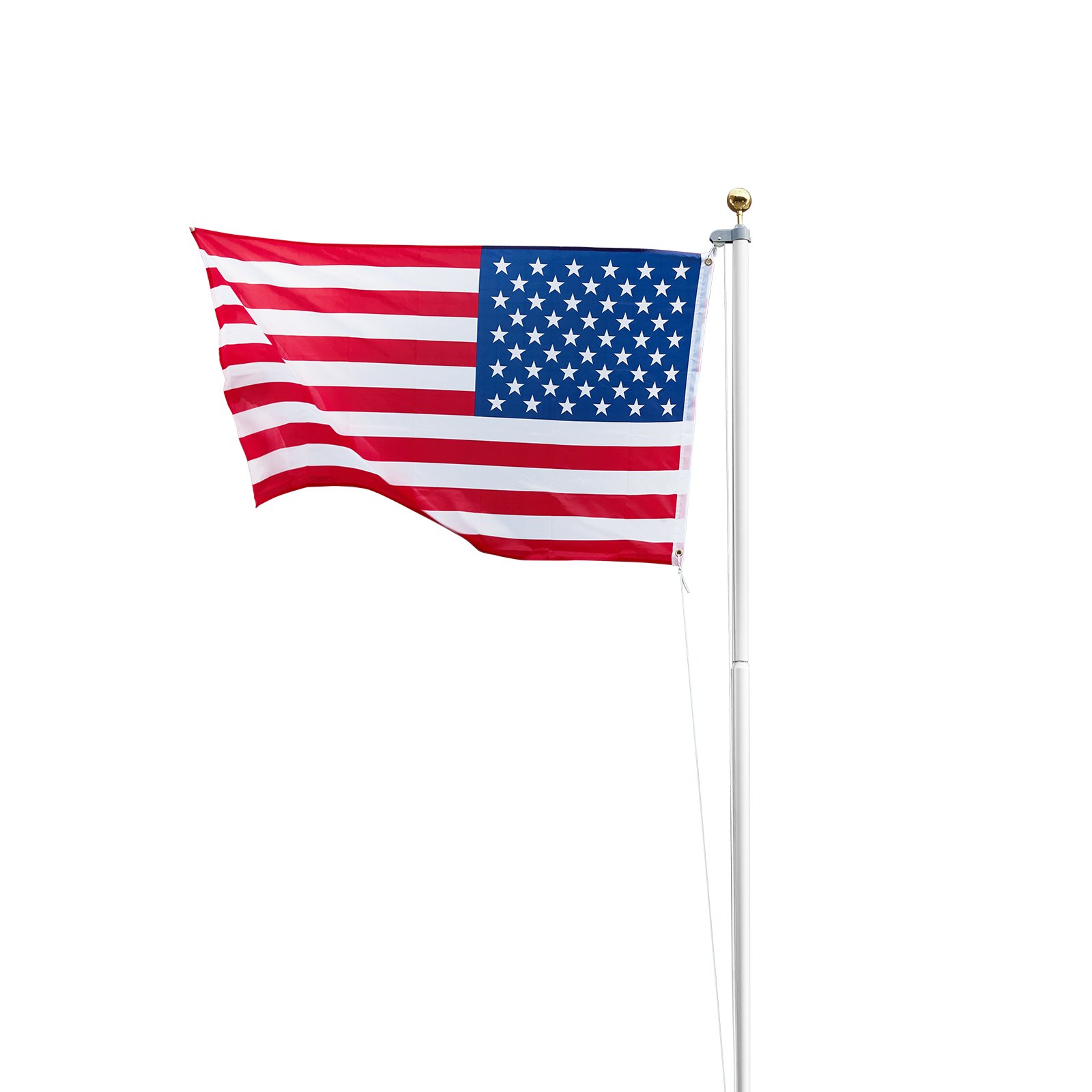 VEVOR Flag Pole, 20ft Heavy Duty Sectional Flagpole Kit for Outside House In Ground, Extra Thick Outdoor Aluminum Flagpole Kit with 3x5 American Flag for Yard, Residential or Commercial Use, Silver