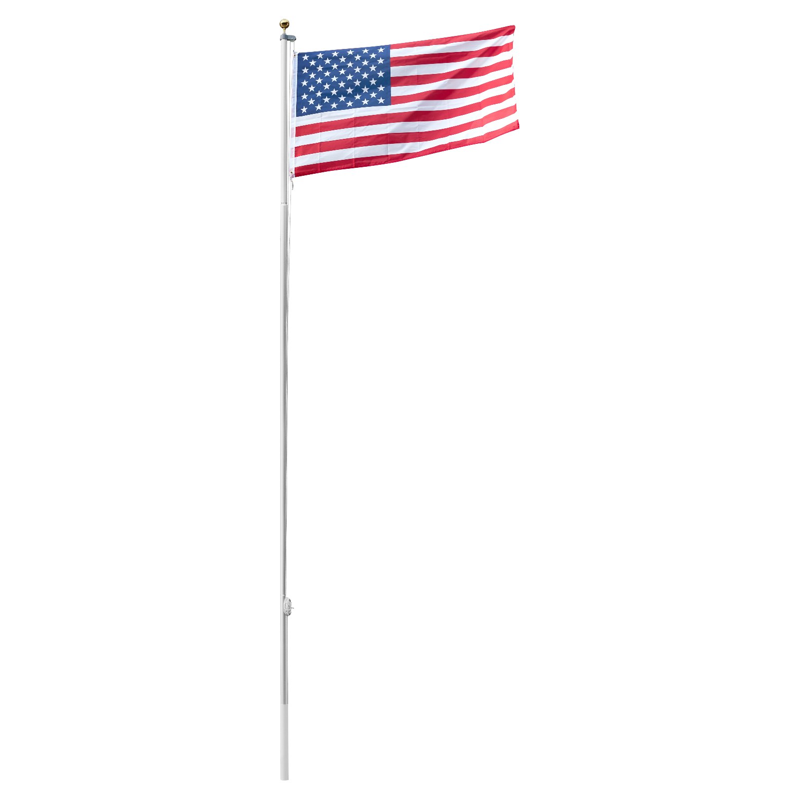 VEVOR Flag Pole, 20ft Heavy Duty Sectional Flagpole Kit for Outside House In Ground, Extra Thick Outdoor Aluminum Flagpole Kit with 3x5 American Flag for Yard, Residential or Commercial Use, Silver