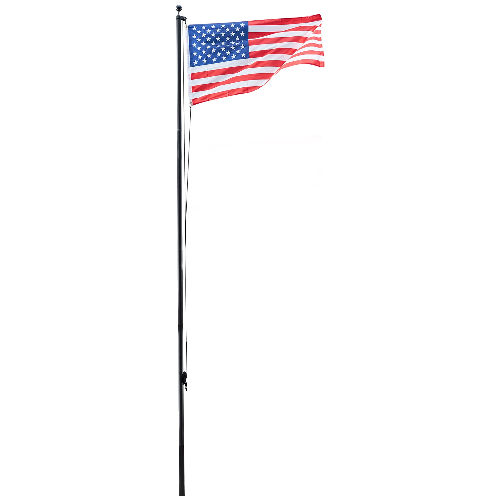VEVOR Flag Pole, 20ft Heavy Duty Sectional Flagpole Kit for Outside House In Ground, Extra Thick Outdoor Aluminum Flagpole Kit with 3x5 American Flag for Yard, Residential or Commercial Use, Black