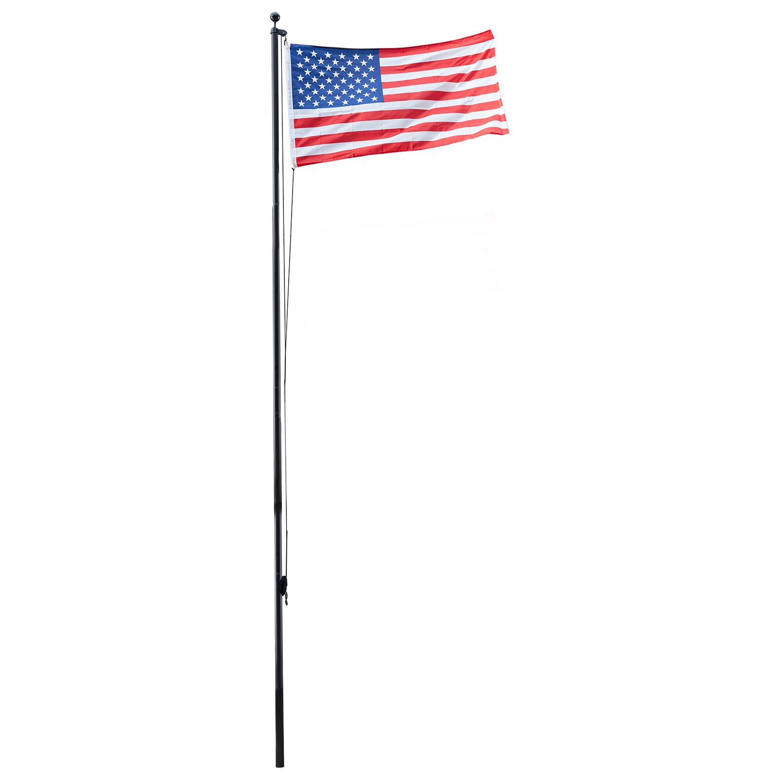 VEVOR Flag Pole, 20ft Heavy Duty Sectional Flagpole Kit for Outside House In Ground, Extra Thick Outdoor Aluminum Flagpole Kit with 3x5 American Flag for Yard, Residential or Commercial Use, Black
